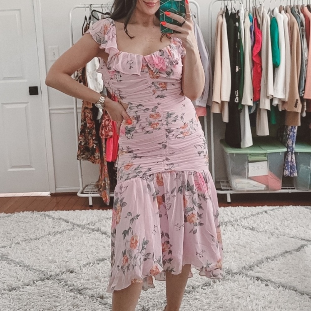 EUC $178 ASTR the label lilac floral chiffon dress